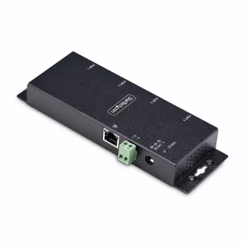 Adaptador série para Ethernet de 4 portas StarTech.com, servidor de dispositivos série IP para dispositivos RS232 remotos, montagem em parede/calha DIN, caixa metálica, conversor RJ45 LAN para DB9 série