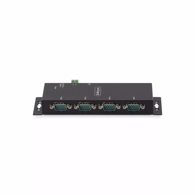 Adaptador série para Ethernet de 4 portas StarTech.com, servidor de dispositivos série IP para dispositivos RS232 remotos, montagem em parede/calha DIN, caixa metálica, conversor RJ45 LAN para DB9 série