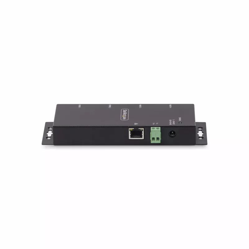 Adaptador série para Ethernet de 4 portas StarTech.com, servidor de dispositivos série IP para dispositivos RS232 remotos, montagem em parede/calha DIN, caixa metálica, conversor RJ45 LAN para DB9 série