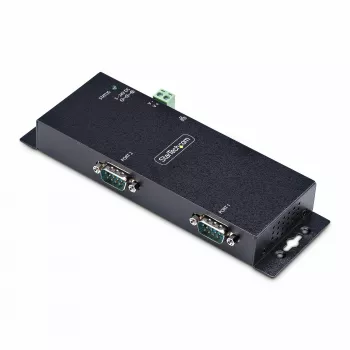 Adaptador série para Ethernet de 2 portas StarTech.com, servidor de dispositivos série IP para dispositivos RS232 remotos, montagem em parede/calha DIN, caixa metálica, conversor RJ45 LAN para DB9 série