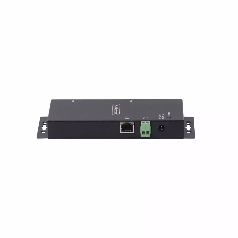 Adaptador série para Ethernet de 2 portas StarTech.com, servidor de dispositivos série IP para dispositivos RS232 remotos, montagem em parede/calha DIN, caixa metálica, conversor RJ45 LAN para DB9 série