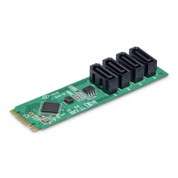 Placa adaptadora M.2 para SATA de 4 portas StarTech.com, placa de expansão M.2 PCIe 3.0 para SATA disco rígido/SSD, chipset ASM1064, M.2 NVMe para 4x HDD/SSD para Windows/macOS/Linux