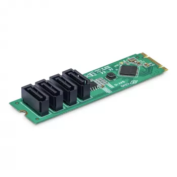 Placa adaptadora M.2 para SATA de 4 portas StarTech.com, placa de expansão M.2 PCIe 3.0 para SATA disco rígido/SSD, chipset ASM1064, M.2 NVMe para 4x HDD/SSD para Windows/macOS/Linux