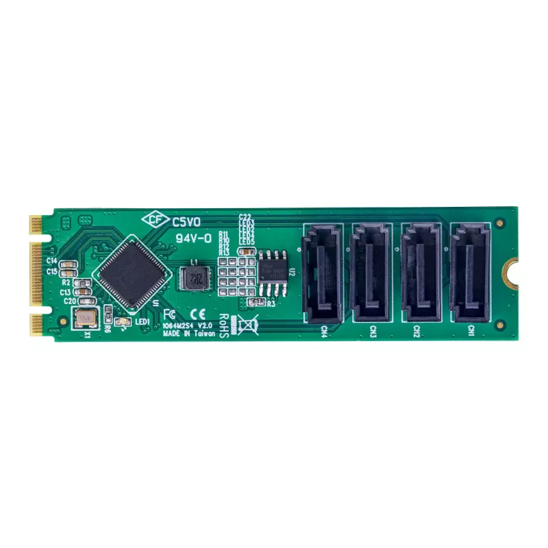 Placa adaptadora M.2 para SATA de 4 portas StarTech.com, placa de expansão M.2 PCIe 3.0 para SATA disco rígido/SSD, chipset ASM1064, M.2 NVMe para 4x HDD/SSD para Windows/macOS/Linux