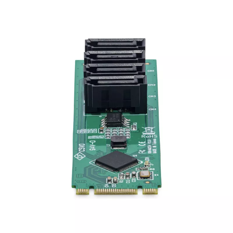 Placa adaptadora M.2 para SATA de 4 portas StarTech.com, placa de expansão M.2 PCIe 3.0 para SATA disco rígido/SSD, chipset ASM1064, M.2 NVMe para 4x HDD/SSD para Windows/macOS/Linux