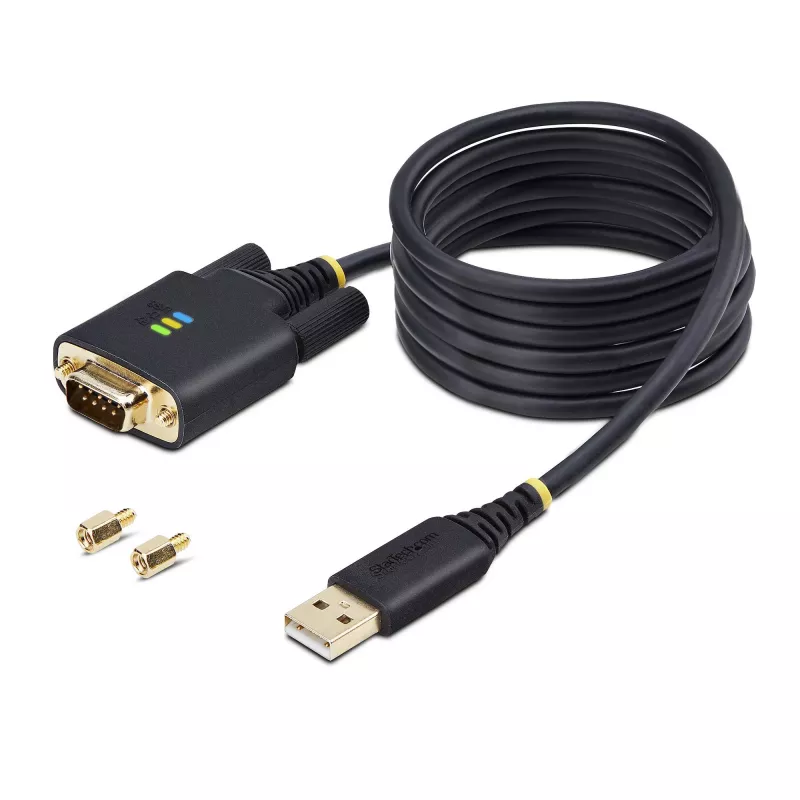 Cabo adaptador StarTech.com 2m USB para serial, retenção COM, parafusos/porcas substituíveis, USB-A para DB9 RS232, CI FTDI, proteção ESD, Windows/macOS/Linux