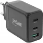 Fonte de alimentação InLine USB PD, carregador GaN, 3 portas, Dual USB-C + USB-A, 65W