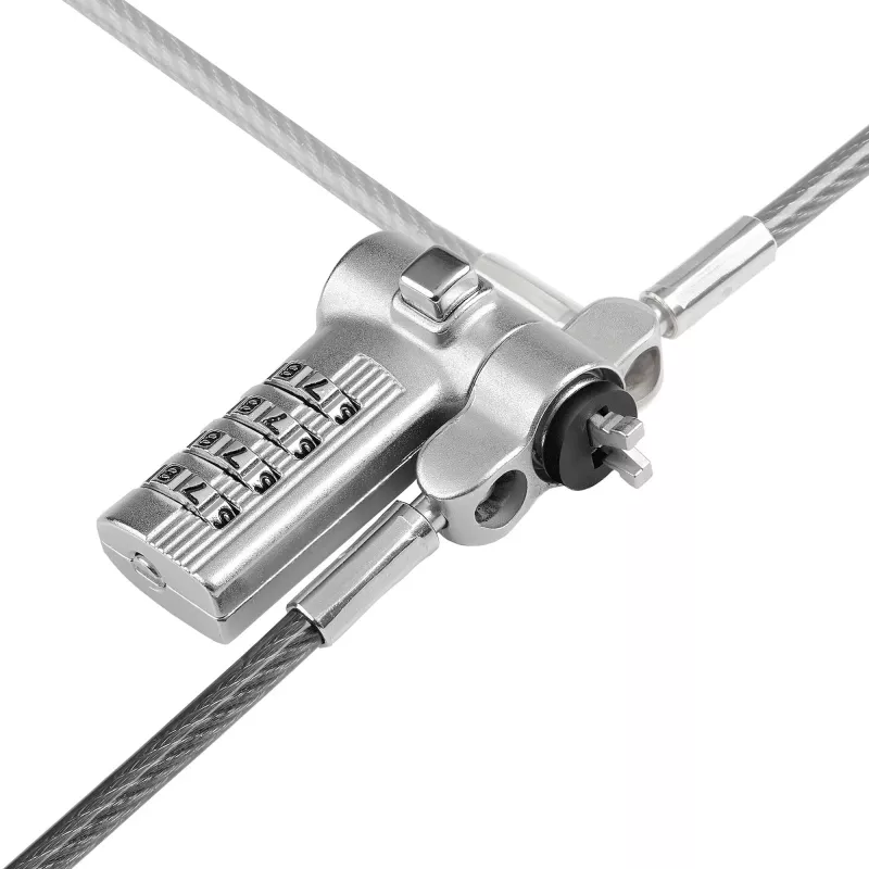 StarTech.com UNIVCS-LAPTOP-LOCK cadeado de cabo universal para portátil, 2 m, de combinação com número de série, Noble Wedge/Nano/K-Slot, preto/prateado, TAA