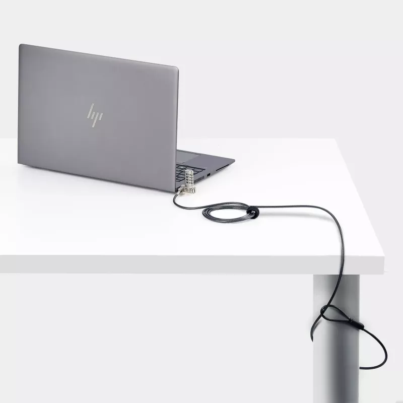 StarTech.com UNIVCS-LAPTOP-LOCK cadeado de cabo universal para portátil, 2 m, de combinação com número de série, Noble Wedge/Nano/K-Slot, preto/prateado, TAA