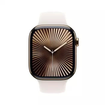 Smartwatch Apple Watch Series 10 GPS + Cellular 46mm caixa de titânio dourado bracelete desportiva Starlight M/L
