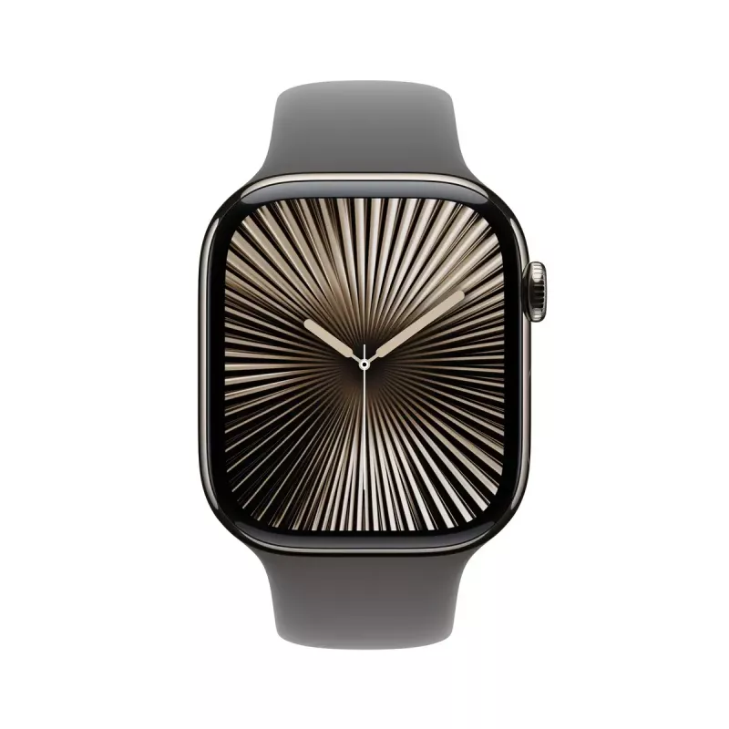 Smartwatch Apple Watch Series 10 GPS + Cellular 46mm caixa de titânio natural bracelete desportiva Stone Grey S/M
