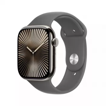 Smartwatch Apple Watch Series 10 GPS + Cellular 46mm caixa de titânio natural bracelete desportiva Stone Grey S/M