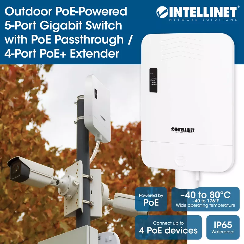 Switch de rede Intellinet 509220 Gigabit Ethernet 5 portas PoE