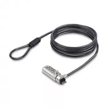 StarTech.com fecho fino compatível com ranhura Nano, cabo de segurança 6,6ft (2m), proteção antifurto de secretária para portátil/notebook, cabo de aço resistente a cortes, fecho de 4 dígitos