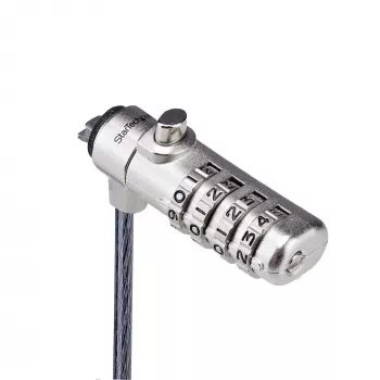 StarTech.com fecho fino compatível com ranhura Nano, cabo de segurança 6,6ft (2m), proteção antifurto de secretária para portátil/notebook, cabo de aço resistente a cortes, fecho de 4 dígitos