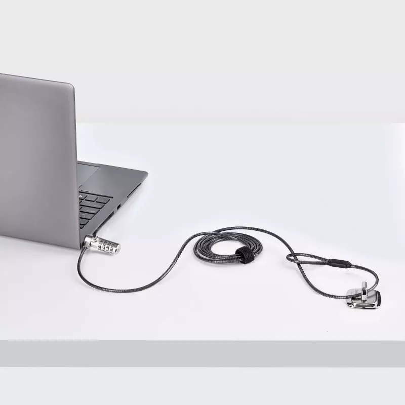 StarTech.com fecho fino compatível com ranhura Nano, cabo de segurança 6,6ft (2m), proteção antifurto de secretária para portátil/notebook, cabo de aço resistente a cortes, fecho de 4 dígitos