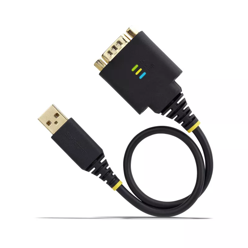 Cabo adaptador USB para série StarTech.com 1ft (30cm), retenção COM, porcas/parafusos substituíveis, USB-A para DB9 RS232, CI FTDI, proteção ESD, Windows/macOS/Linux