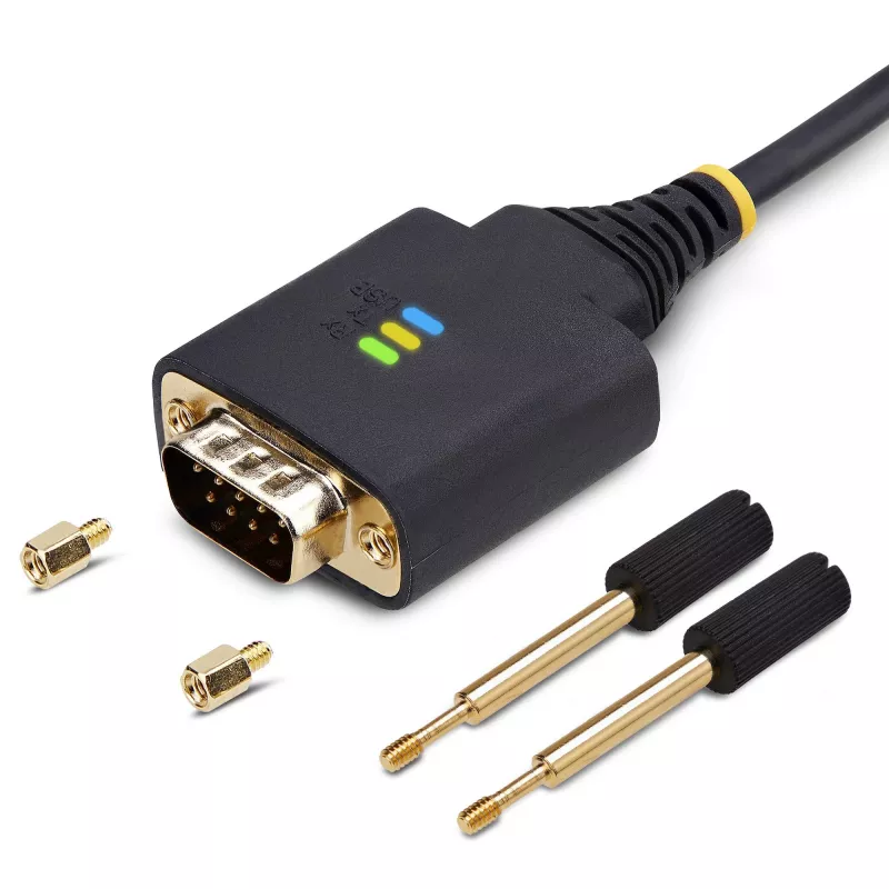 Cabo adaptador USB para série StarTech.com 1ft (30cm), retenção COM, porcas/parafusos substituíveis, USB-A para DB9 RS232, CI FTDI, proteção ESD, Windows/macOS/Linux