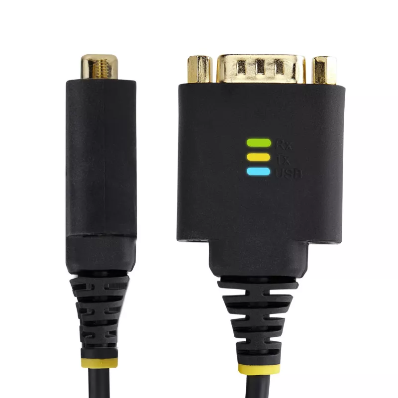 Cabo adaptador USB para série StarTech.com 1ft (30cm), retenção COM, porcas/parafusos substituíveis, USB-A para DB9 RS232, CI FTDI, proteção ESD, Windows/macOS/Linux