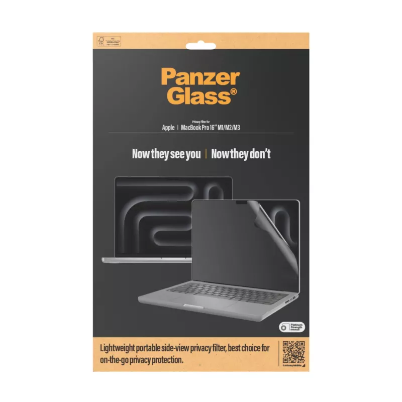 Protetor de ecrã PanzerGlass Dual Privacy MacBook Pro 16 polegadas M1 M2 M3 M4 transparente