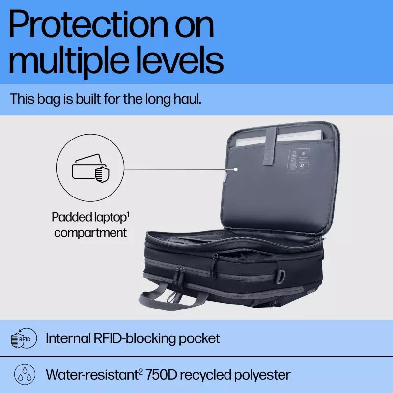 Mala para portátil HP Travel Plus 22L pasta 16 polegadas monocromático