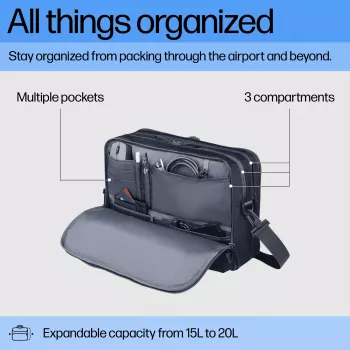 Mala para portátil HP Travel Plus 15 l pasta 14 polegadas 820 g monocromático