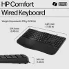 Teclado com fios HP 485 Comfort tamanho completo USB membrana com apoio de pulsos