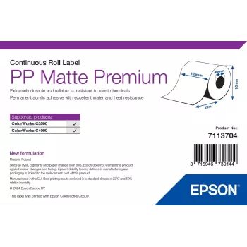 Folhas de etiquetas mate Epson PP Matte Label Premium 7113704 A4 100 folhas