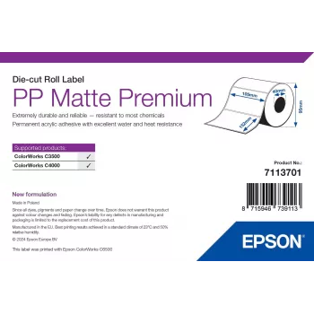 Epson PP Matte Etiquetas Premium, rolo pré-cortado, 105 mm x 152 mm, 185 etiquetas