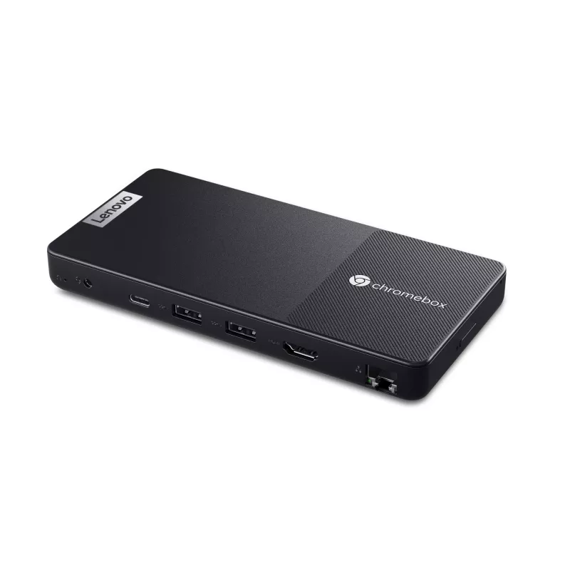 Mini-PC Lenovo Chromebox Micro — Intel Celeron N4500, 1,1–2,8 GHz, 8 GB LPDDR4x, 32 GB eMMC, ChromeOS, preto
