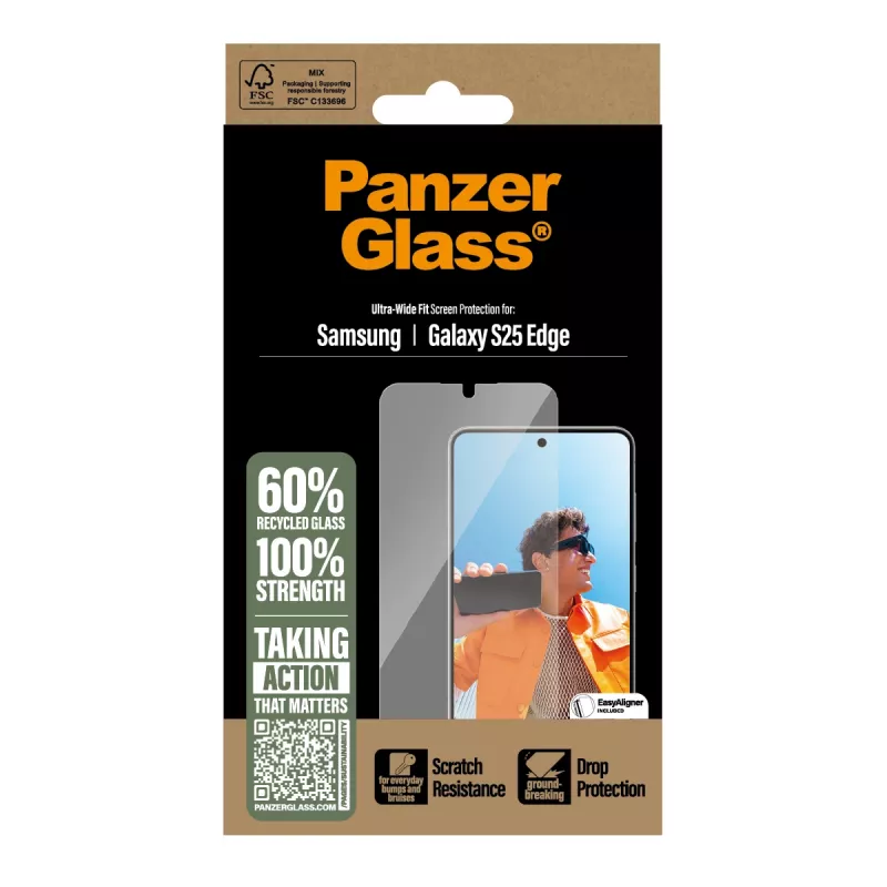 Proteção de ecrã PanzerGlass® Samsung S25 Edge | Ultra-Wide Fit