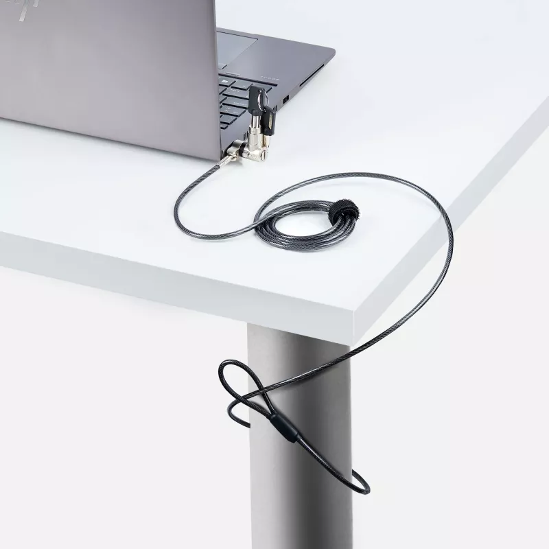 StarTech.com fecho universal para portátil 2 m, cabo de segurança para notebooks compatível com Noble Wedge/Nano/K-Slot, cabo de fecho com chave, antifurto, cabo de aço carbono resistente a cortes