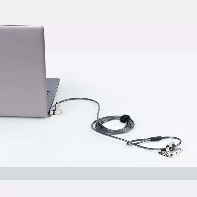 StarTech.com fecho universal para portátil 2 m, cabo de segurança para notebooks compatível com Noble Wedge/Nano/K-Slot, cabo de fecho com chave, antifurto, cabo de aço carbono resistente a cortes