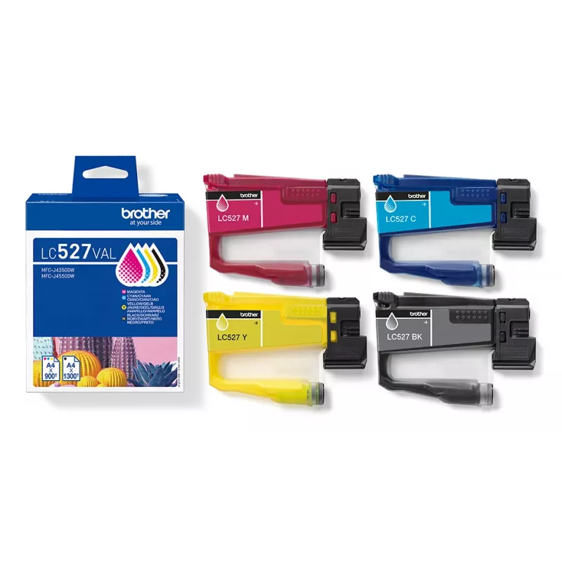 Pack de tinteiros Brother LC527VAL CMYK – 1×1300, 3×900 páginas