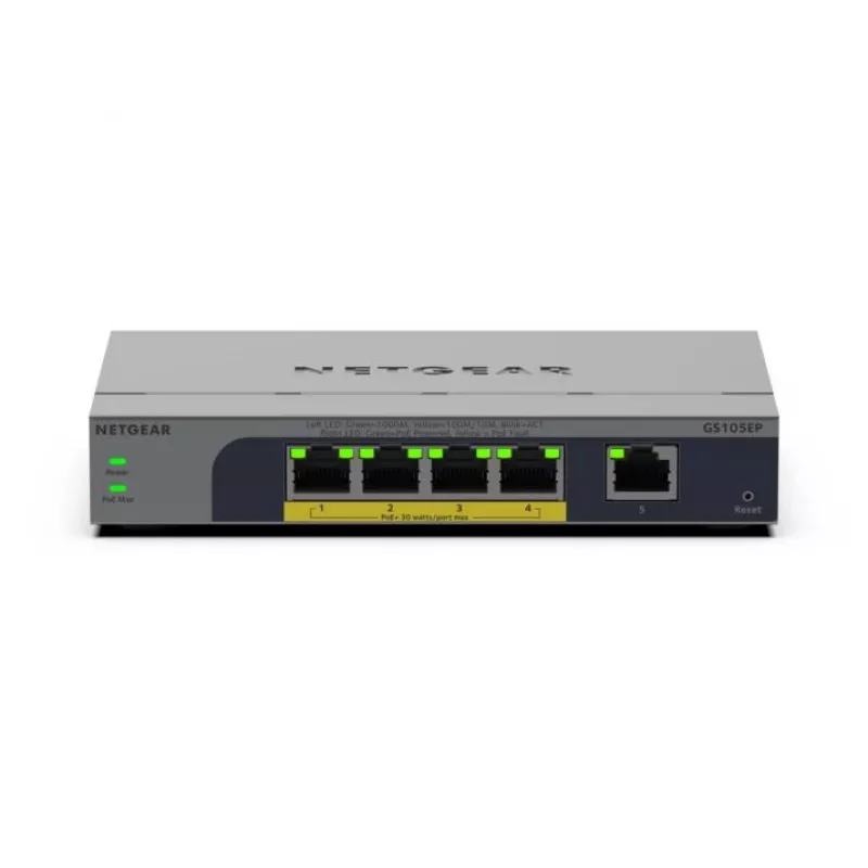 NETGEAR GS105EP Gigabit Ethernet não gerido (10/100/1000) Power over Ethernet (PoE) cinzento