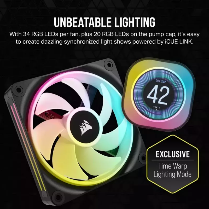 Corsair iCUE LINK H100i LCD RGB refrigeração líquida AIO para CPU, 240 mm