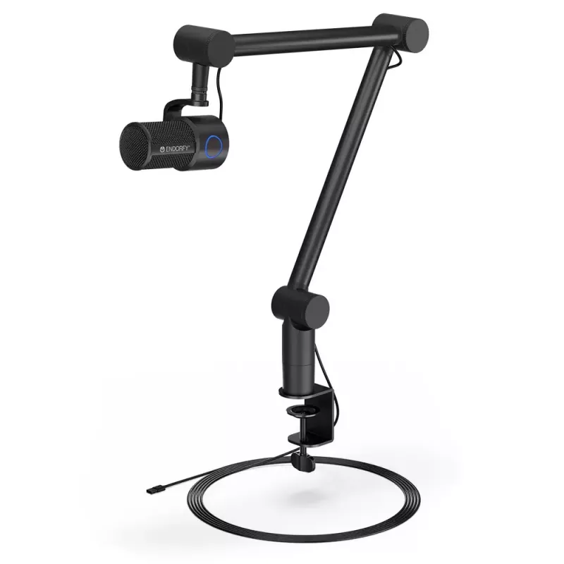 Microfone para PC ENDORFY Solum Studio — USB com fios, 24 bits/96 kHz, 20–20000 Hz, suporte de mesa ajustável, controlos táteis, saída para auscultadores, preto