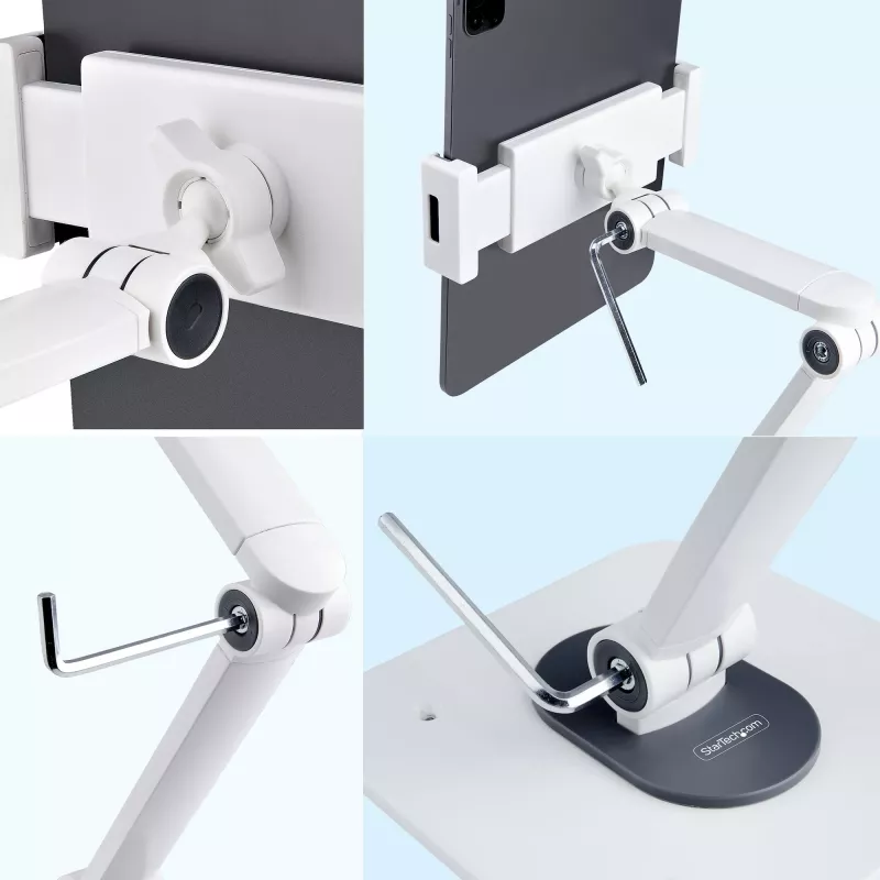 Suporte de mesa ajustável StarTech.com para tablet – montagem na parede – capacidade 1 kg – suporte universal ergonómico articulado para tablet – suporte de mesa para tablet giratório/inclinável/rotativo