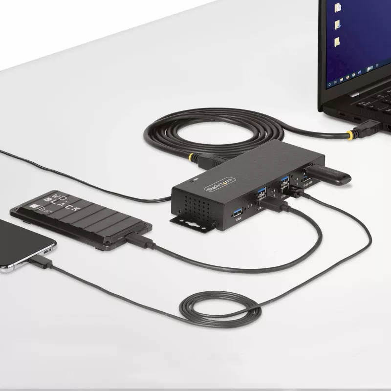 Hub de interfaces StarTech.com 5G7AINDRM-USB-A-HUB USB 3.2 Gen 1 (3.1 Gen 1) Type-B 5000 Mbit/s preto
