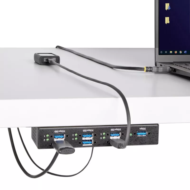 Hub de interfaces StarTech.com 5G7AINDRM-USB-A-HUB USB 3.2 Gen 1 (3.1 Gen 1) Type-B 5000 Mbit/s preto