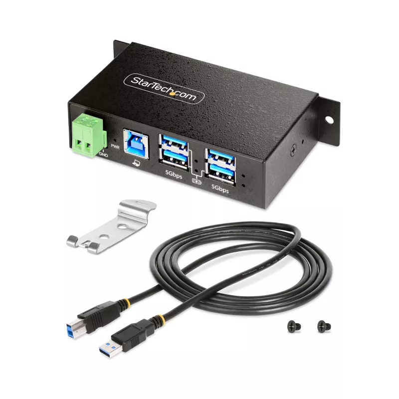 Hub de interfaces StarTech.com 5G4AINDRM-USB-A-HUB USB 3.2 Gen 1 (3.1 Gen 1) Type-B 5000 Mbit/s preto