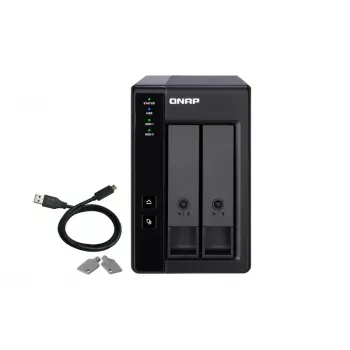 QNAP 2 baías USB Type-C Direct Attached Storage com RAID por hardware | TR-002 | Micro | 6 GB | Preto