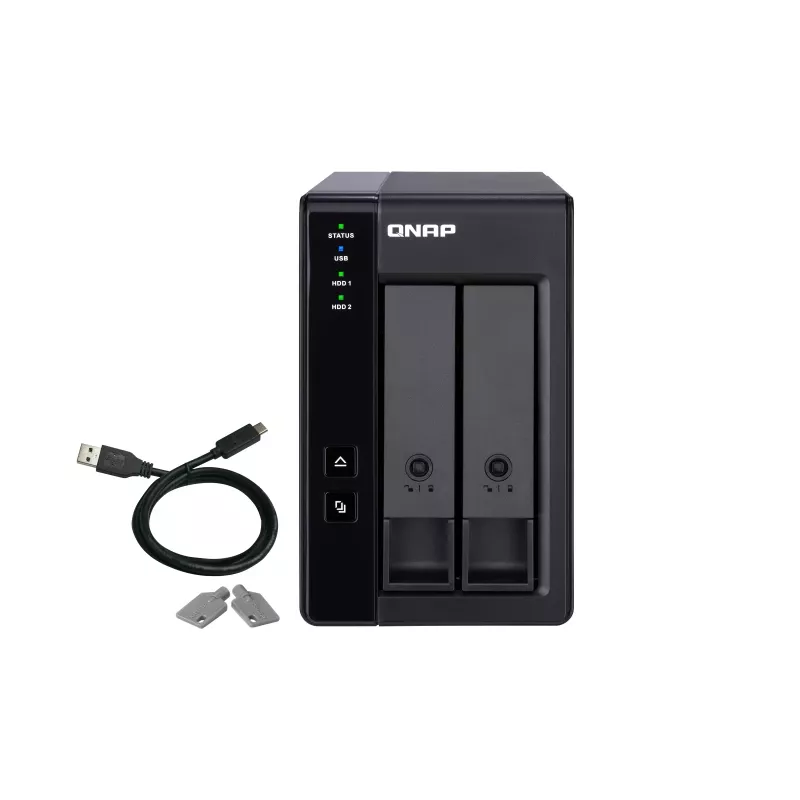 QNAP 2 baías USB Type-C Direct Attached Storage com RAID por hardware | TR-002 | Micro | 6 GB | Preto