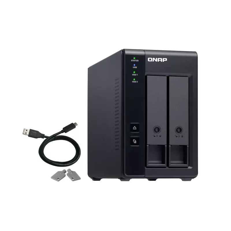 QNAP 2 baías USB Type-C Direct Attached Storage com RAID por hardware | TR-002 | Micro | 6 GB | Preto
