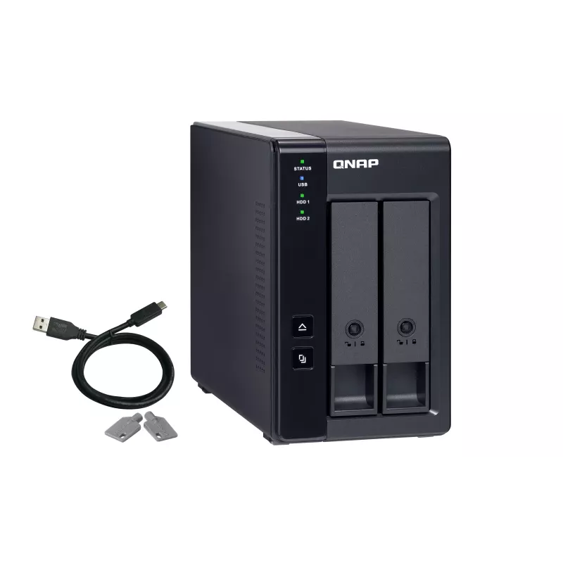 QNAP 2 baías USB Type-C Direct Attached Storage com RAID por hardware | TR-002 | Micro | 6 GB | Preto