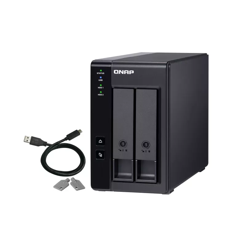 QNAP 2 baías USB Type-C Direct Attached Storage com RAID por hardware | TR-002 | Micro | 6 GB | Preto