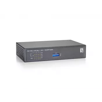 Switch PoE Fast Ethernet LevelOne de 10 portas, 1 x Gigabit RJ45, 1 x Gigabit SFP, 8 saídas PoE, 120 W
