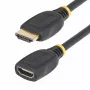 StarTech.com Cabo de extensão HDMI 2.0 de 18 polegadas (0,5 m), cabo HDMI High Speed port-saver, 4K 60Hz, cabo adaptador de extensão HDMI macho para fêmea, cabo de extensão HDMI, M/F