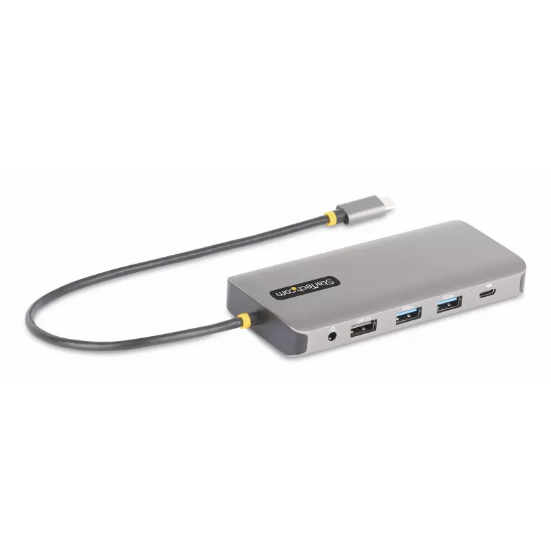 StarTech.com Adaptador multiporta USB-C para três monitores, Dual 4K 60 Hz + 4K 30 Hz HDMI & DisplayPort, hub USB de 4 portas, 100 W PD Pass-Through, GbE, leitor de cartões SD/MicroSD