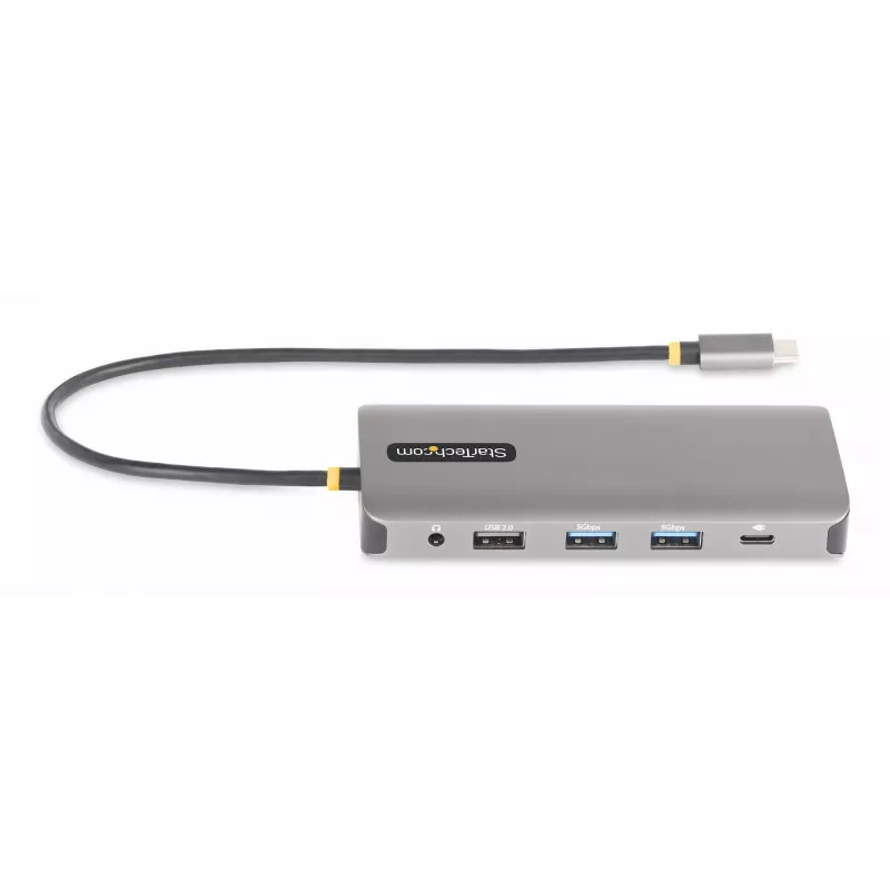 StarTech.com Adaptador multiporta USB-C para três monitores, Dual 4K 60 Hz + 4K 30 Hz HDMI & DisplayPort, hub USB de 4 portas, 100 W PD Pass-Through, GbE, leitor de cartões SD/MicroSD